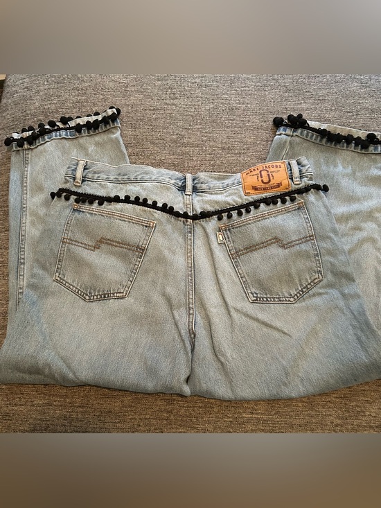 Marc Jacobs Denim - Marc Jacobs Light Blue Denim Jeans with Black Pom Pom Trim